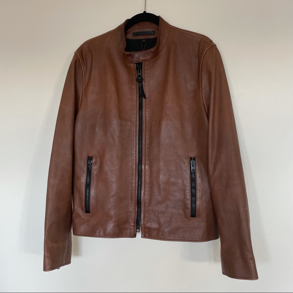 Coach Saddle Leather Racer Jacket L Large